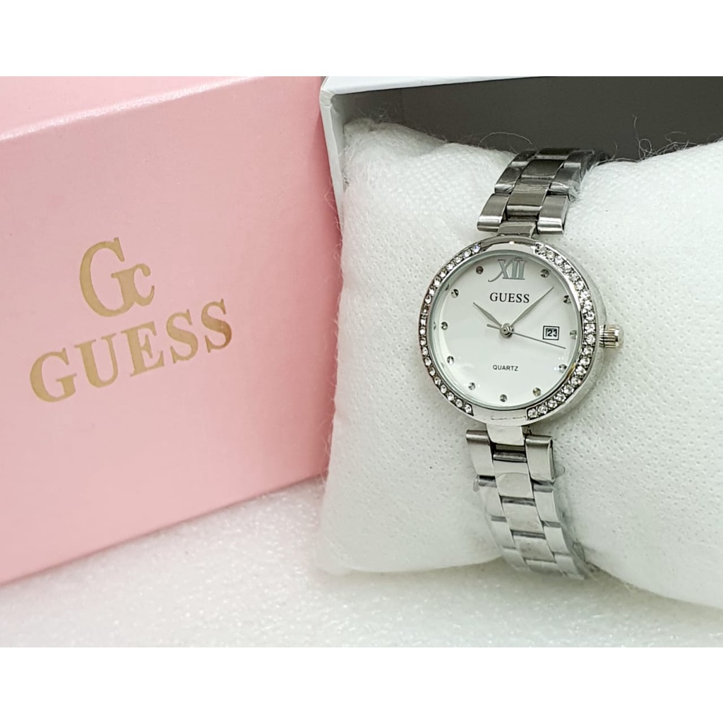 Jam Tangan Wanita C2854T Tali Rantai Tanggal Aktif Free Box Exclusive &amp; Baterai