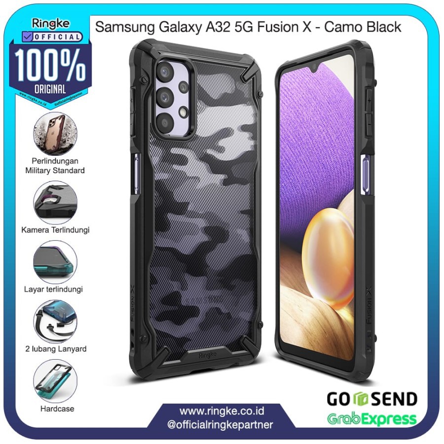 Case Samsung Galaxy A32 5G Ringke Fusion X Onyx Camo Anti Crack Full Protection Slim