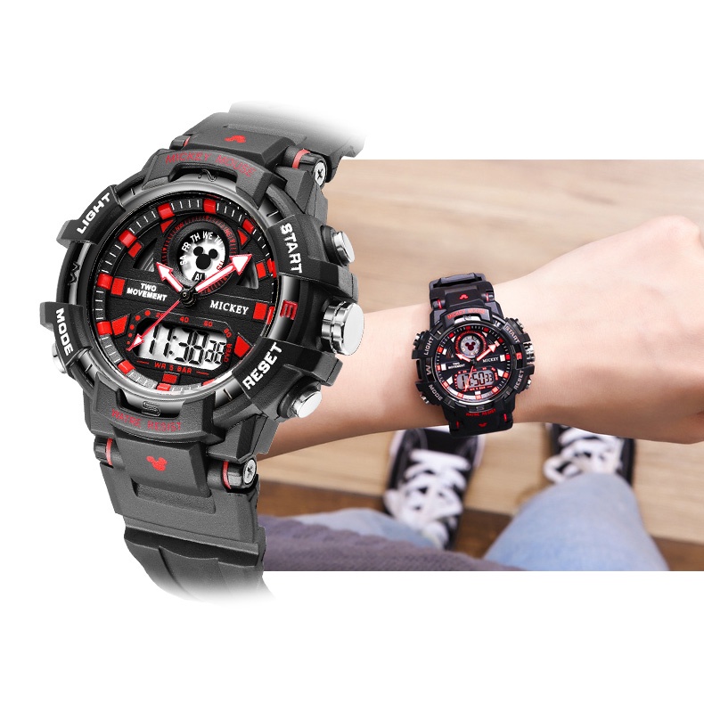 Disney 15059 15065 Mickey Jam Tangan Sports Analog Digital Remaja Dewasa Unisex