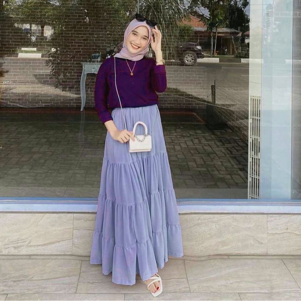 ROK CERUTI PREMIUM ORI / Rok Susun Maxi Skirt Rok Bangkok Skirt Rok Umpak Rok Ceruty Rok Panjang-1
