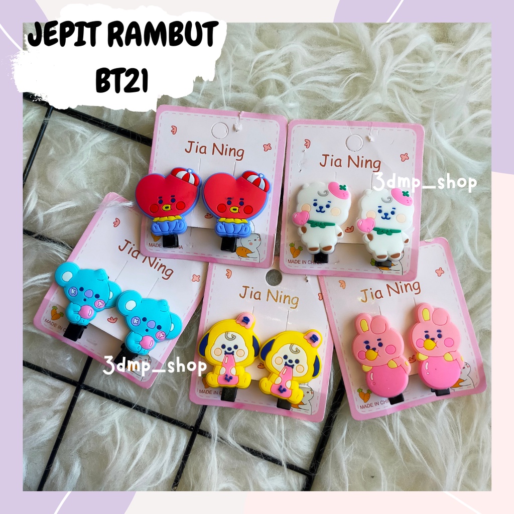 [2pc] Jepit rambut bulu cooky tata rj shooky mang tata chimmy bts bt21