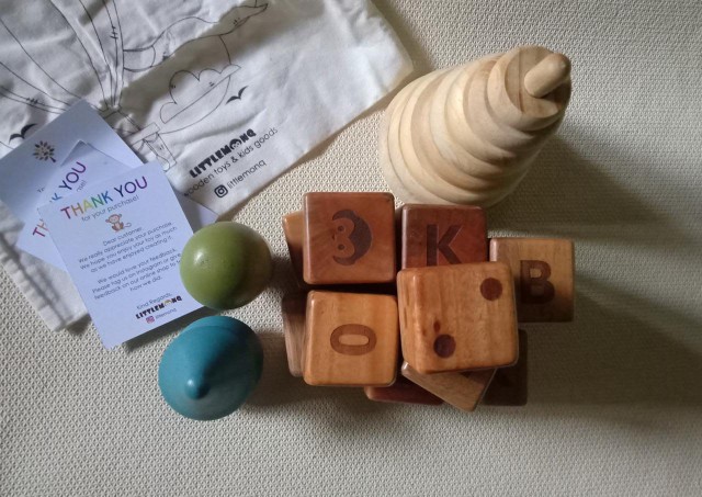 Littlemonq Alphabet Blocks Laser Engraved - Mahoni