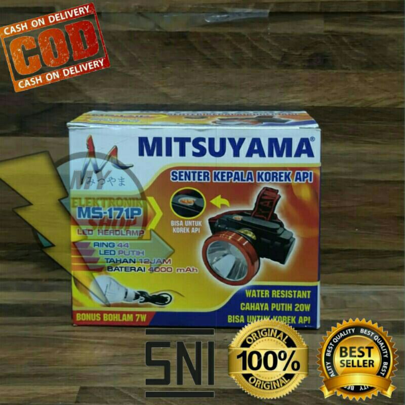 Senter kepala LED 20W+KOREK HEADLAMP 20WATT MITSUYAMA MS-171P