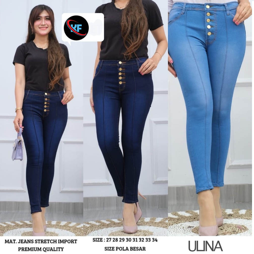 FREYA HIGHWAIST JEANS KANCING 5 TULANG (SAKU DEPAN)