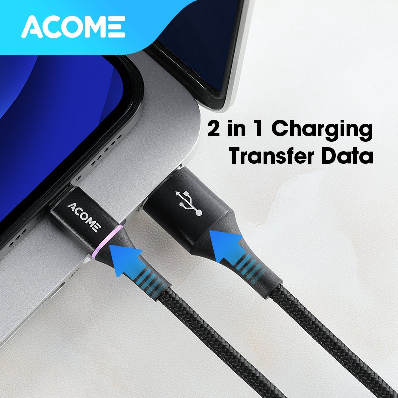 Acome Kabel Data Lightning Colourful LED iPhone / iPad Data Cable Garansi Resmi 1 tahun AOL-010