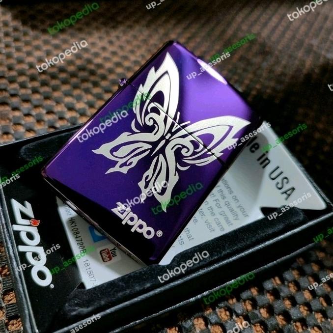 Korek Api Custom Logo Butterfly Nevertheless Kupu Kupu Korea Purple