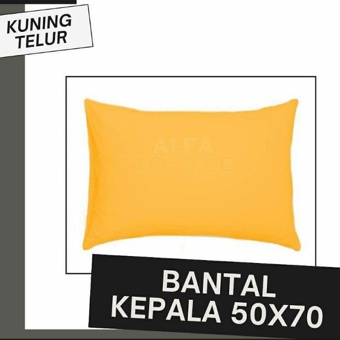 Sarung Bantal Kepala polos bahan Katun 50x70cm Warna Kuning Telur