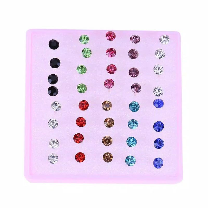 anting plastik berlian mutiara anti karat / anting tusuk simple simpel anti hitam