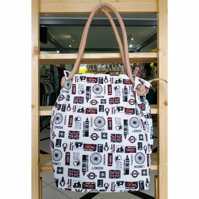 Totebag London -Tas Canvas Wanita - Tas Kanvas Bandung Motif