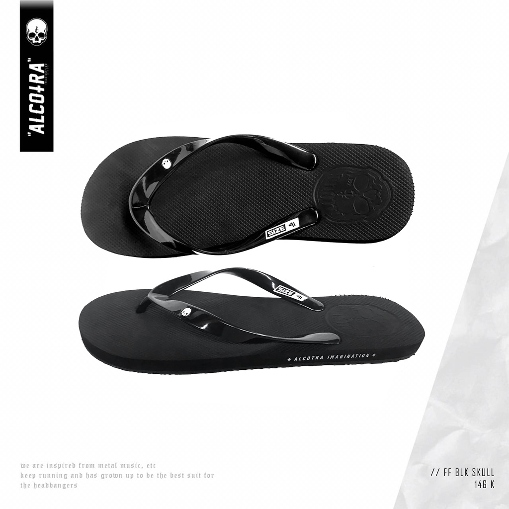 FLIP FLOP BLK SKULL / SENDAL HITAM SKULL / SENDAL JEPIT