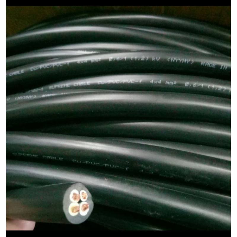 Kabel NYYHY / Cable NYYHY 4x4mm / 4x4 mm Hitam Meteran 4Besar