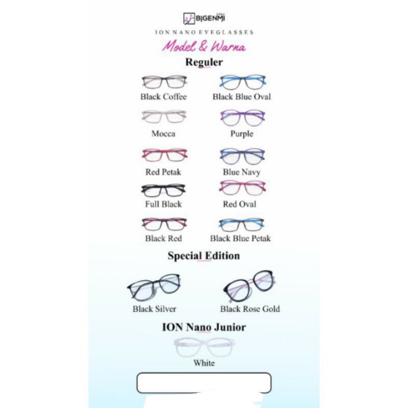 Kacamata Terapi/ Kacamata Ion nano/ Kacamata Ion Bigenmi