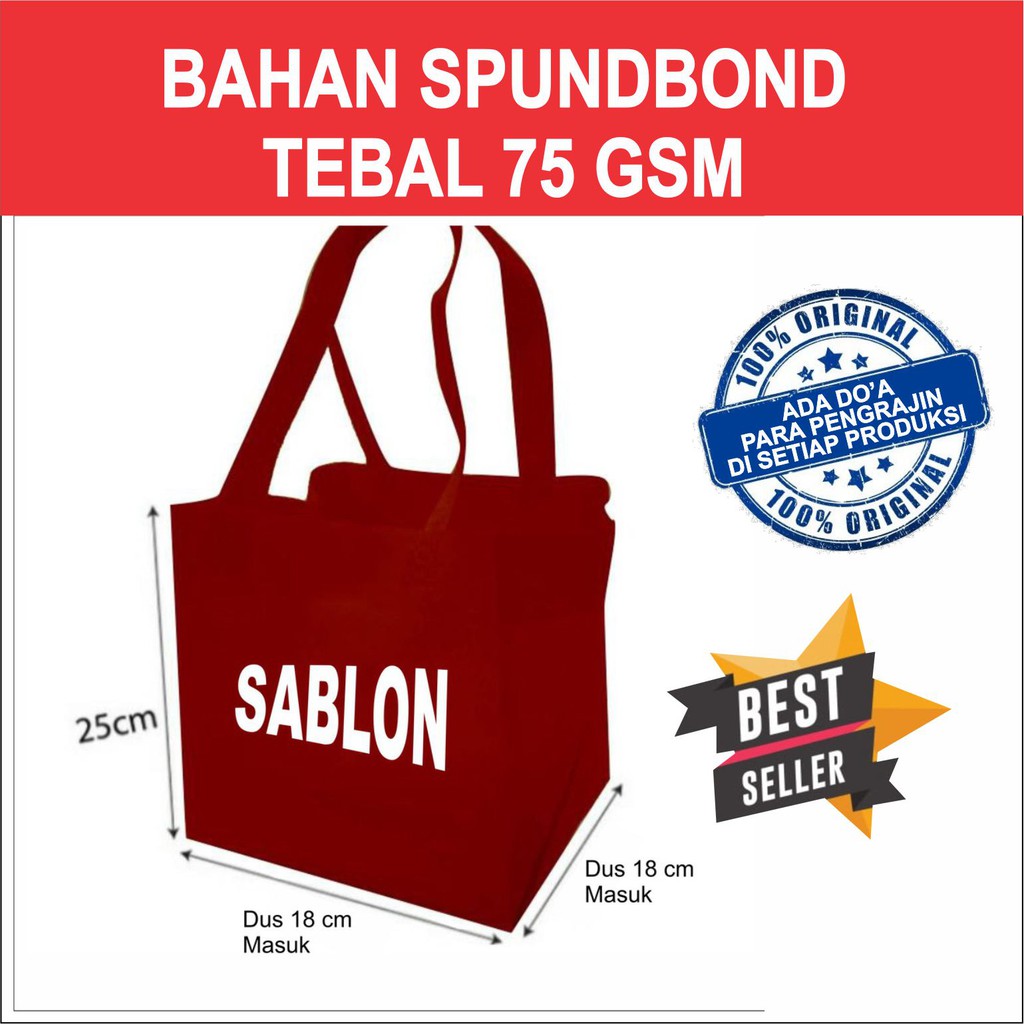 

Tas Souvenir Pernikahan Dus 18x18x25 cm Bahan Spundbond 75 gsm