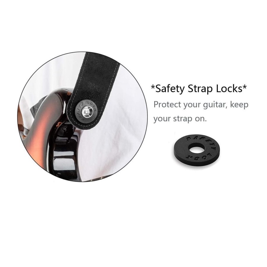 2 pcs Rubber Safety Strap Lock Gitar dan Bass