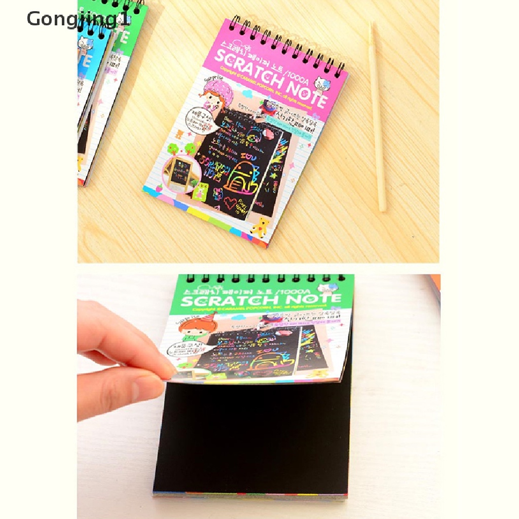 Gongjing1 10 Lembar Buku Gambar Gores Warna Pelangi Untuk Anak