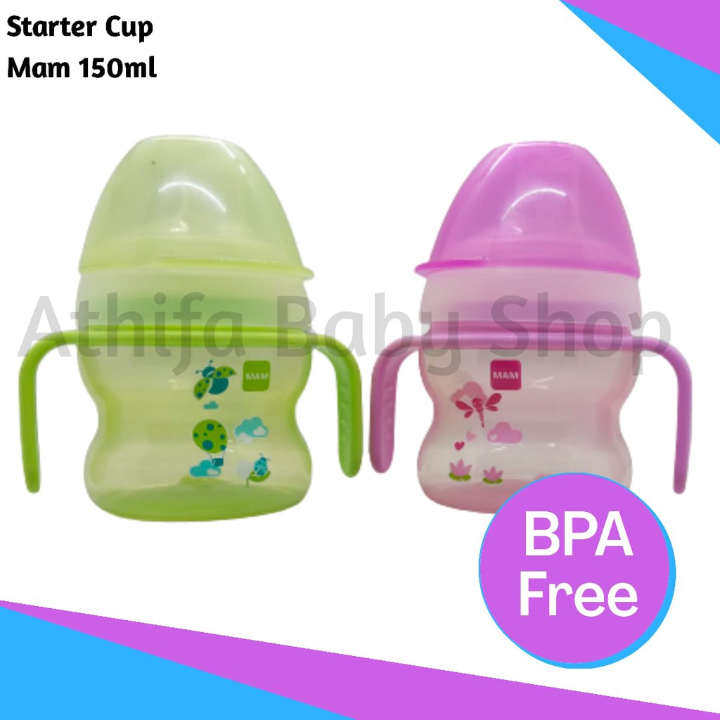 Botol minum Anti tumpah bayi anak MAM Starter Cup Extra Soft Spout 4m+ 150ml BPA Free With Handle