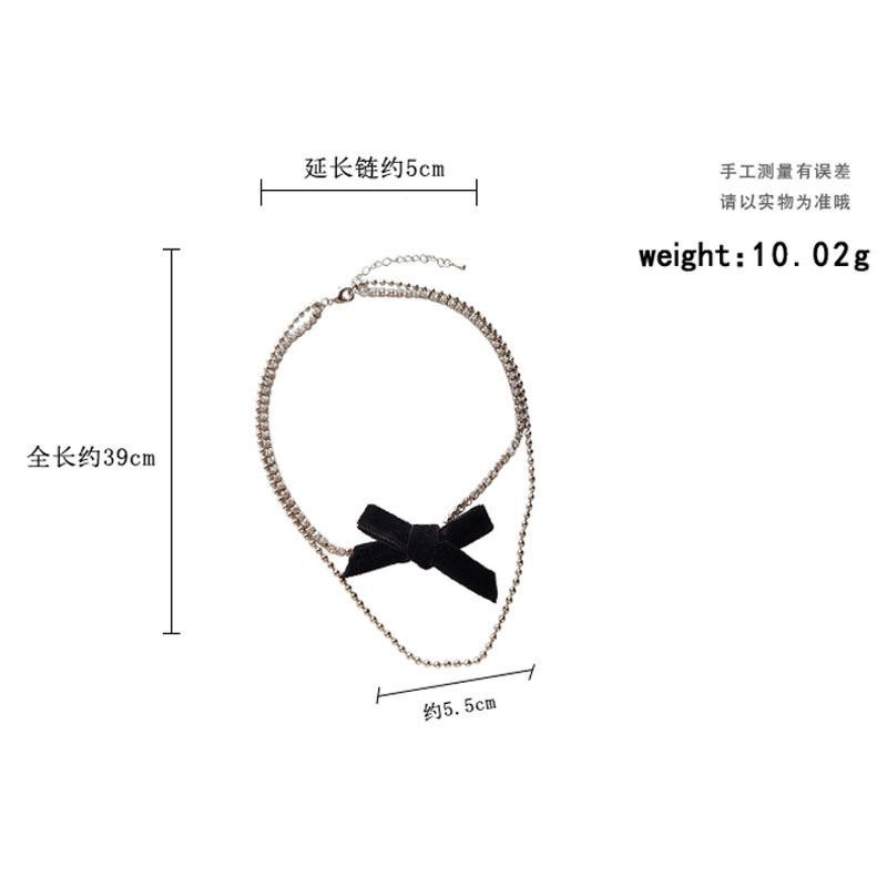 ✅ COD KUMA Kalung Choker Dua Lapis Bahan Velvet Warna Hitam Aksen Pita Berlian Imitasi Untuk Wanita