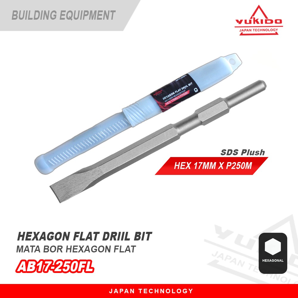 HOT PROMO!! YUkido Mata Bor Bobok Beton Pahat 17MMXP250M Hexagon Flat Chisel