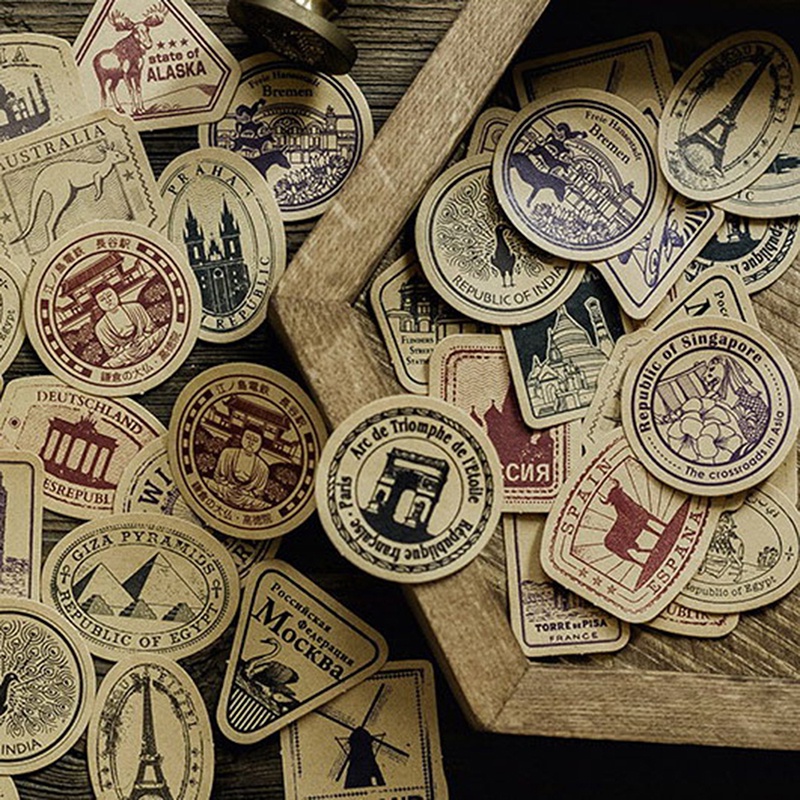 46pcs / Kotak Stiker Kertas Gaya Vintage Untuk Segel Kemasan Hadiah