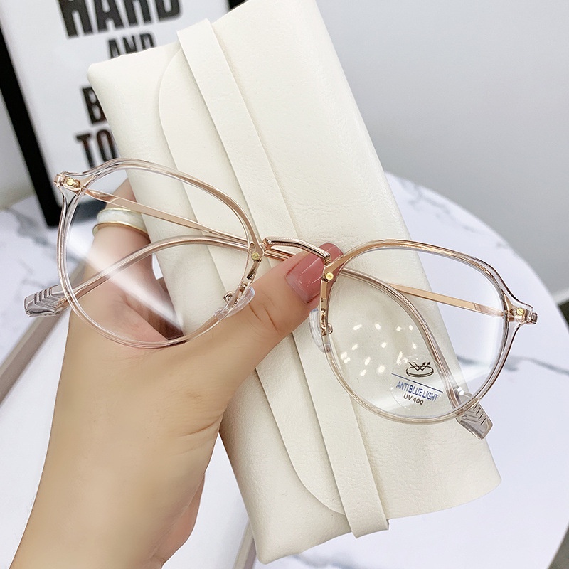 (YUZHU) Tr90 Kacamata Anti Blue Light Lensa Optik Frame Metal Gaya Retro Untuk Pria / Wanita