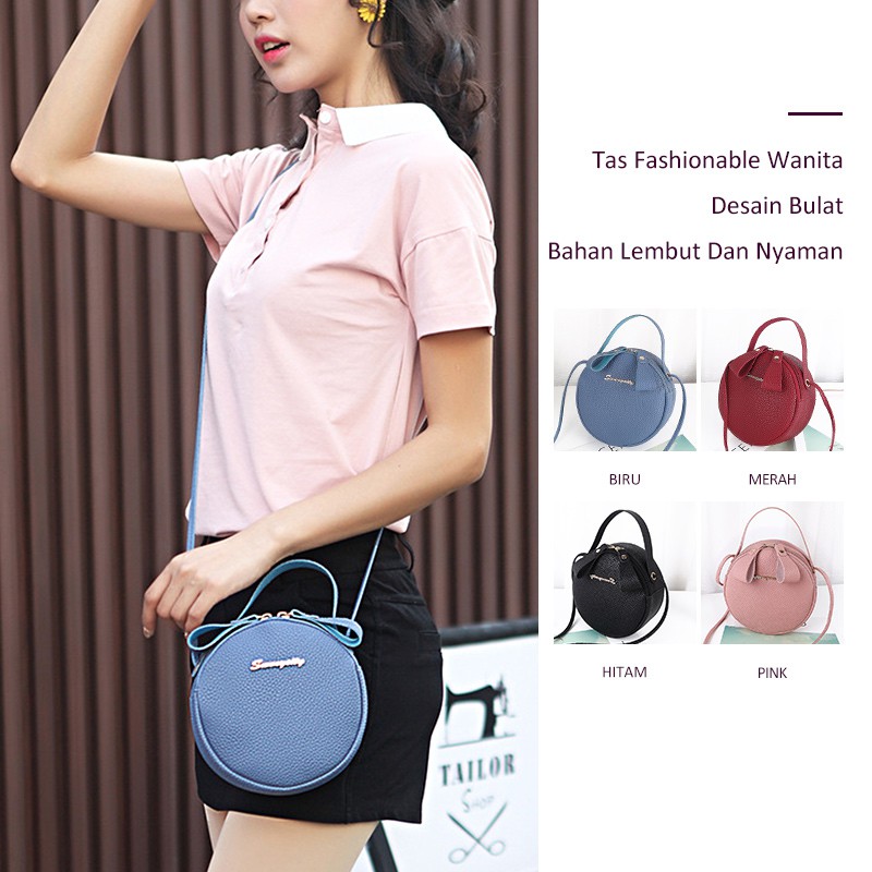 

Herbaay Shoulder Bag Tas Selempang Wanita Bentuk Bulat Tas Tenteng Wanita Desain Bulat Dengan