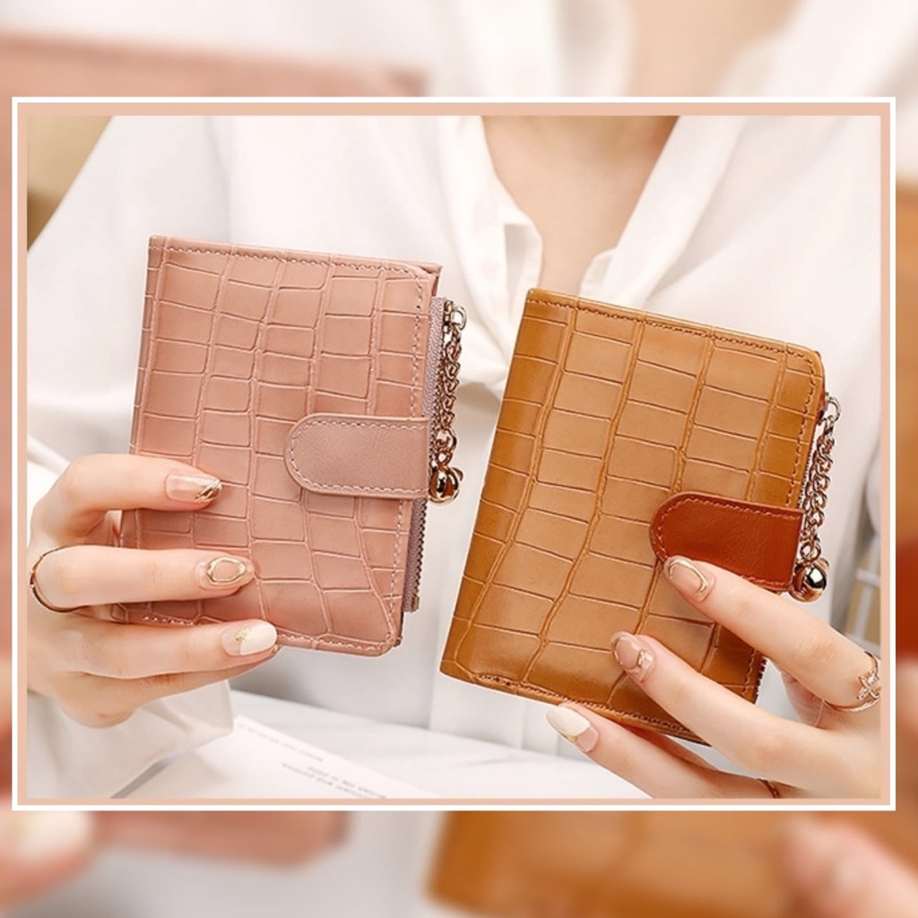 DOMPET LIPAT WANITA KULIT CROCO MINI KARTU LIDAYE IMPORT PREMIUM SLOT KARTU UANG KOIN KECIL PENDEK TIPIS KOREA FASHION REMAJA LUCU SIMPLE KEKINIAN MURAH CEWEK