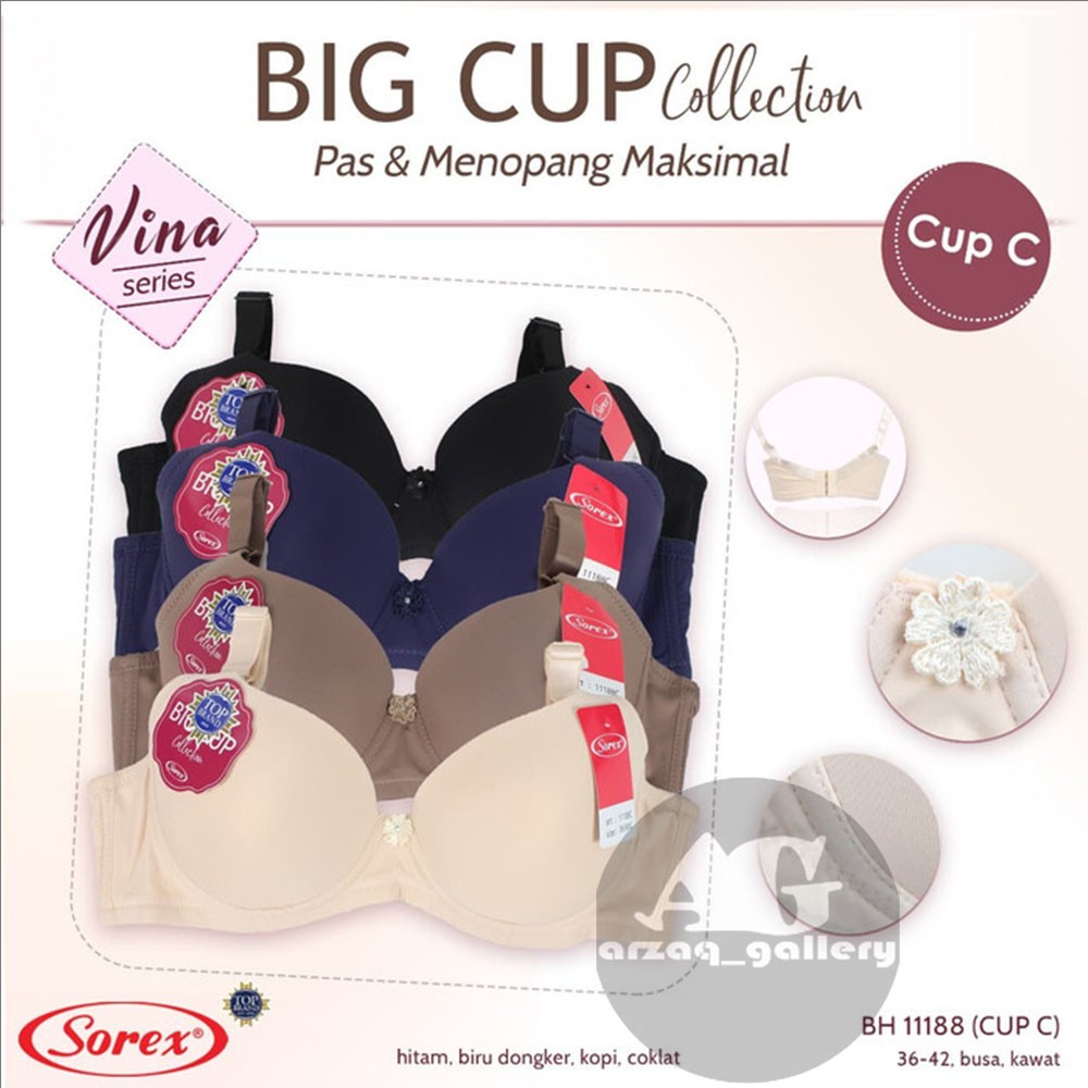 Bra Sorex Big Cup Art. 11188C / BH Busa Cup Besar Kawat Kait 3 Cup C Premium | Pakaian Dalam Wanita | Bra | Bh