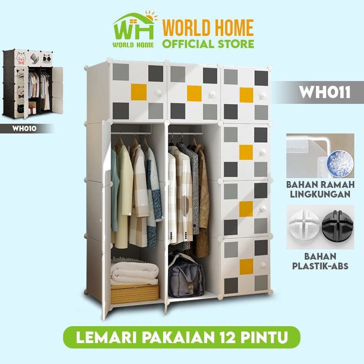 Lemari Plastik Portable 12 Pintu Lemari Karakter Lemari Pakaian Multifungsi Portable WHI FURNITURE SHOP