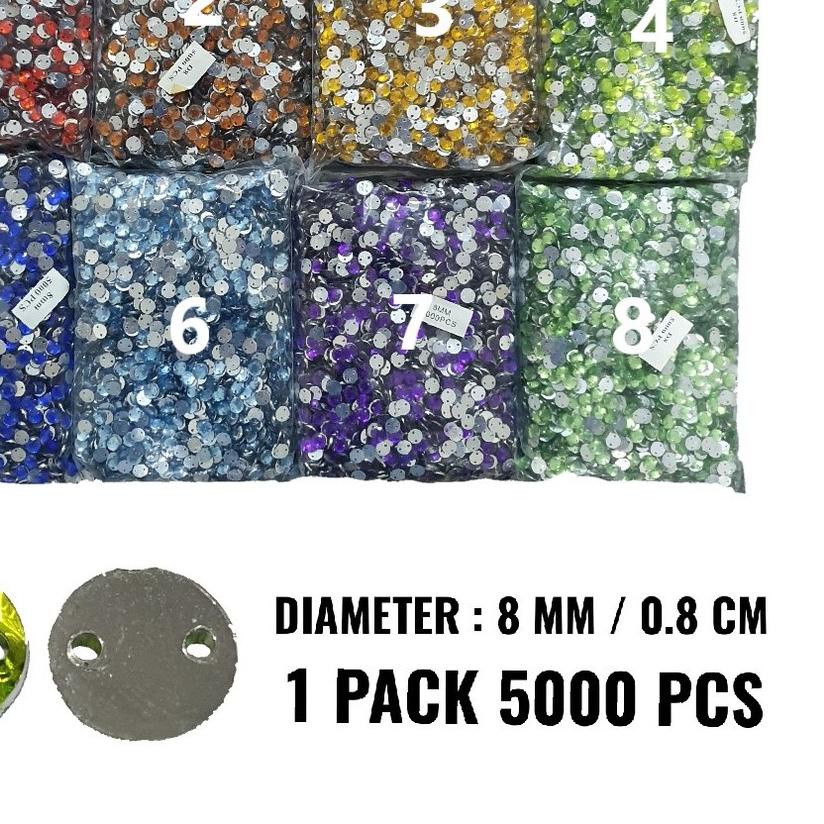 ▲ Payet Diamond Kristal Sequin Bulat 8 mm @5000 pcs Grade A ✥
