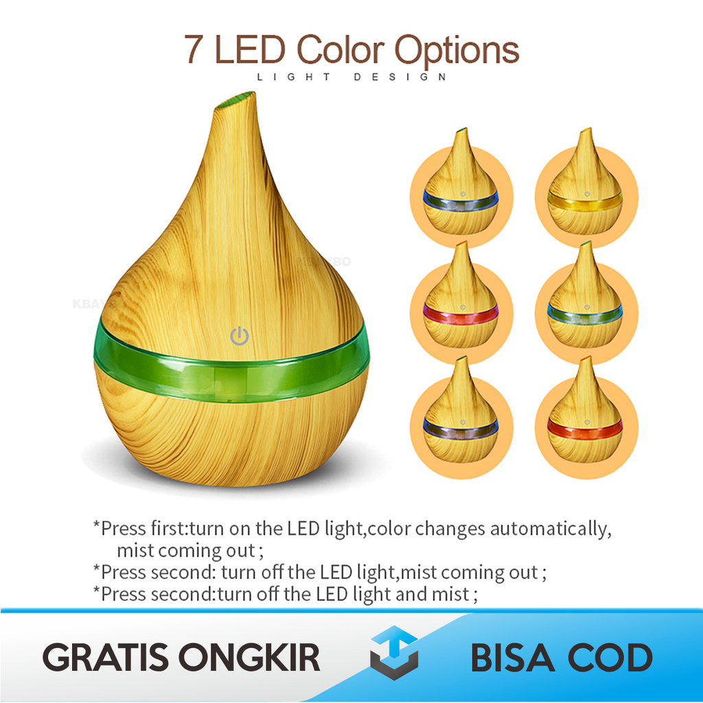 AIR HUMIDIFIER DIFFUSER AROMATHERAPY K-H98 DESIGN KAYU LED RGB LIGHT