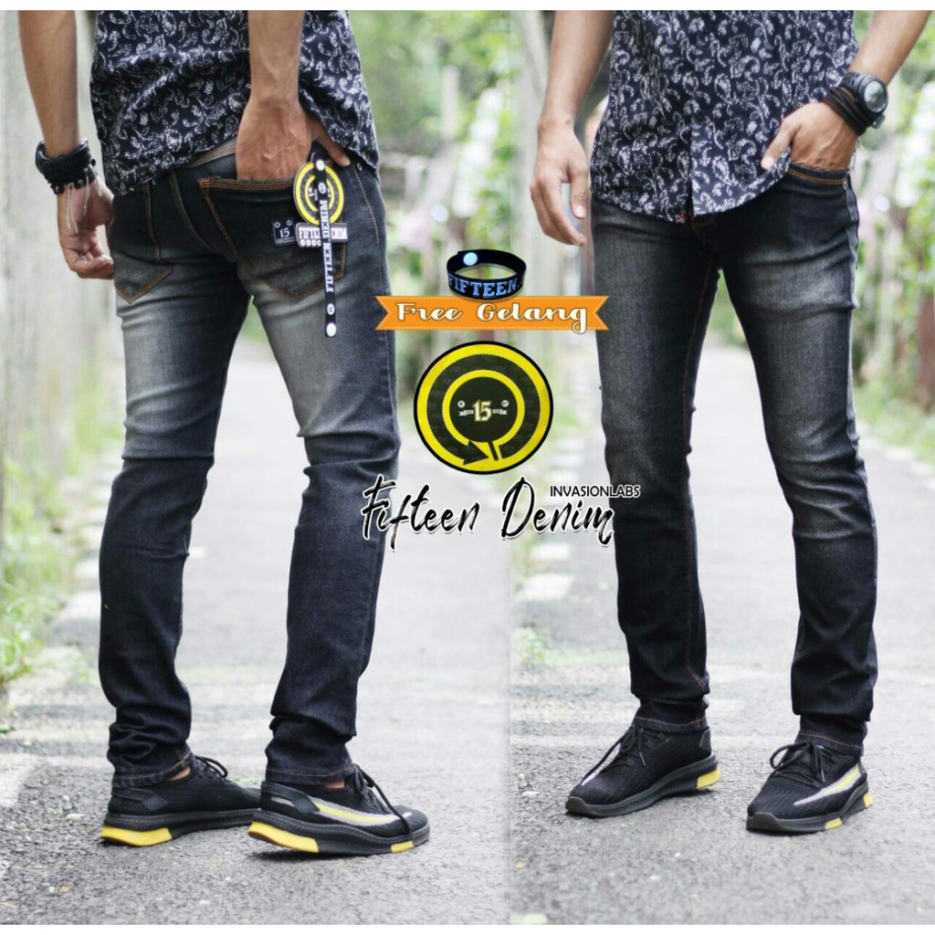 Terlaris ! Celana Jeans Panjang Pria/Cowo Skiny Semi Reguler Original FIFTEEN DENIM Murah dan Grosir