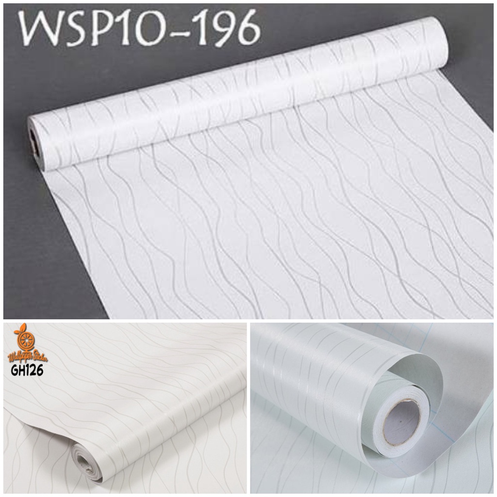 Wallpaper Dinding Aesthetic Wallpaper Stiker Ruang Tamu Wallpaper 3d Motif Salur Ulir Silver gh126