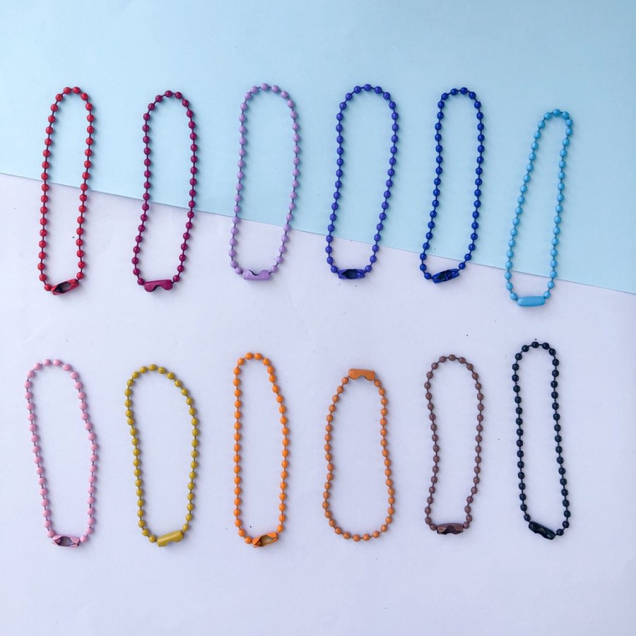 Rantai Kuku Rantai Biji Lada WARNA MACARON SATUAN GROSIR PRAKARYA MALANG Gantungan Kunci Pastel Ganci Ring Biji Lada Nickel Label Keychain Resin Hiasan Hias Perlengkapan Art Seni Hangtag Hang Tag Rante Beaded Chain Kerajinan Termurah High Quality