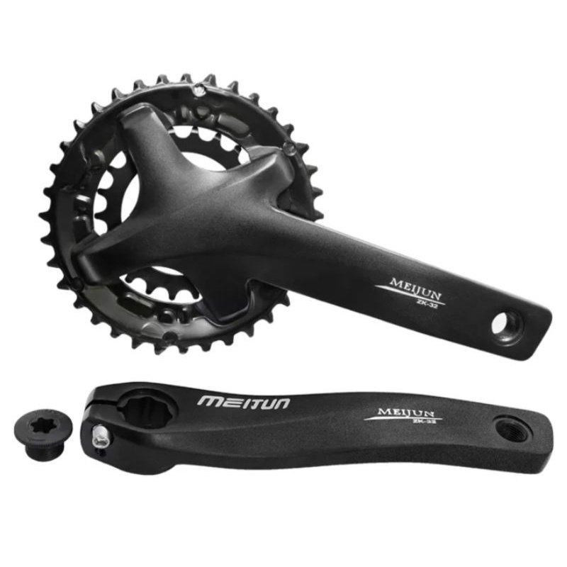 Meijun Crankset Doubel Chainring 36T 22T Crank Arm HT2 Hollowtech Sepeda MTB Roadbike