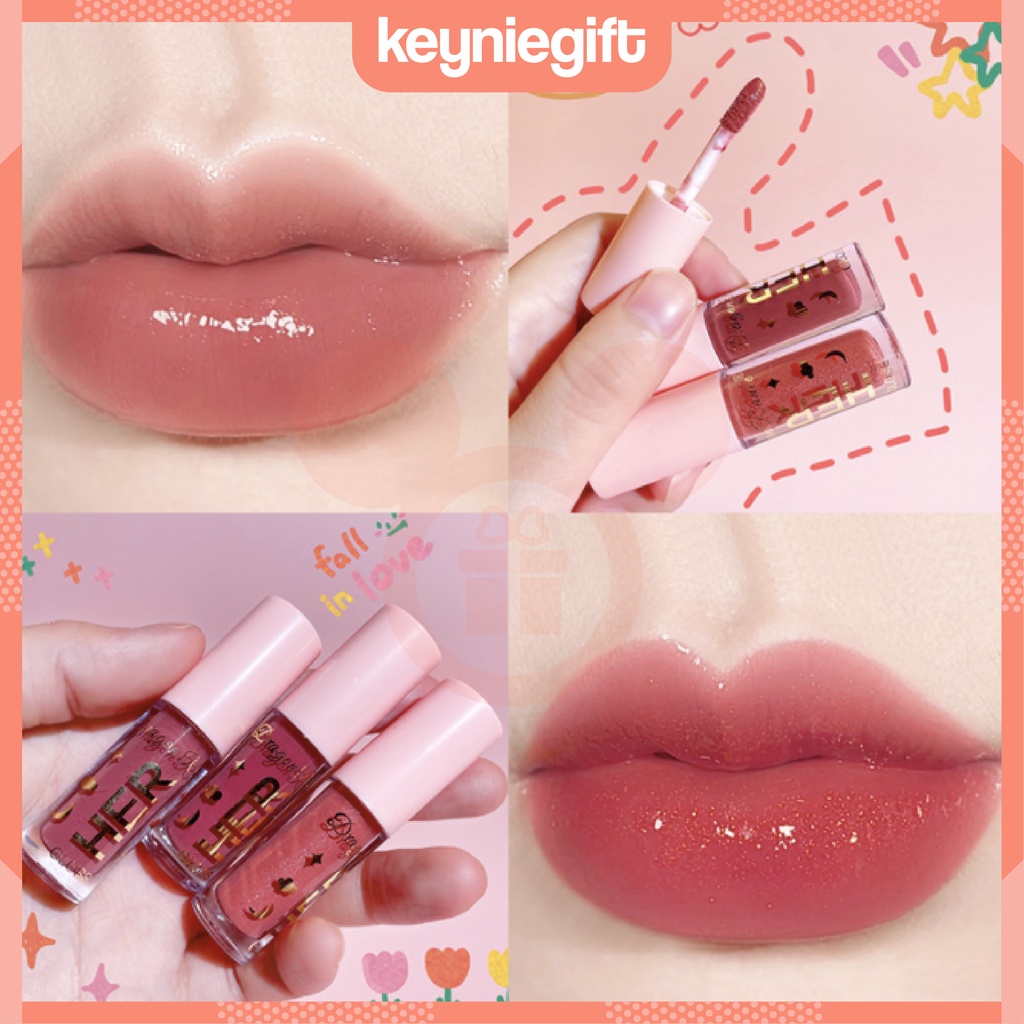 Dragon Ranee HER Lipstick Lip Gloss Lip Glaze Glitter Bibir Young Girl Dragonranee Minipink Cyndina SVMY Lameilal DR004 TE008 MP012