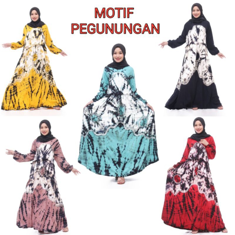 GAMIS TWIL JUMBO BUSUI TIE DYE MOTIF ABSTRAK BATIK PEKALONGAN