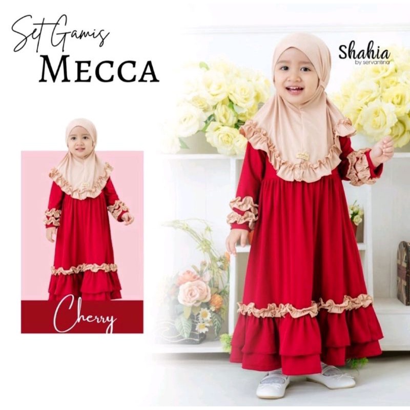 Gamis Anak 5 6 7 8 Tahun Mecca Kids Set Hijab Jersey Super Adem Gamis Syari Anak Perempuan Terbaru B