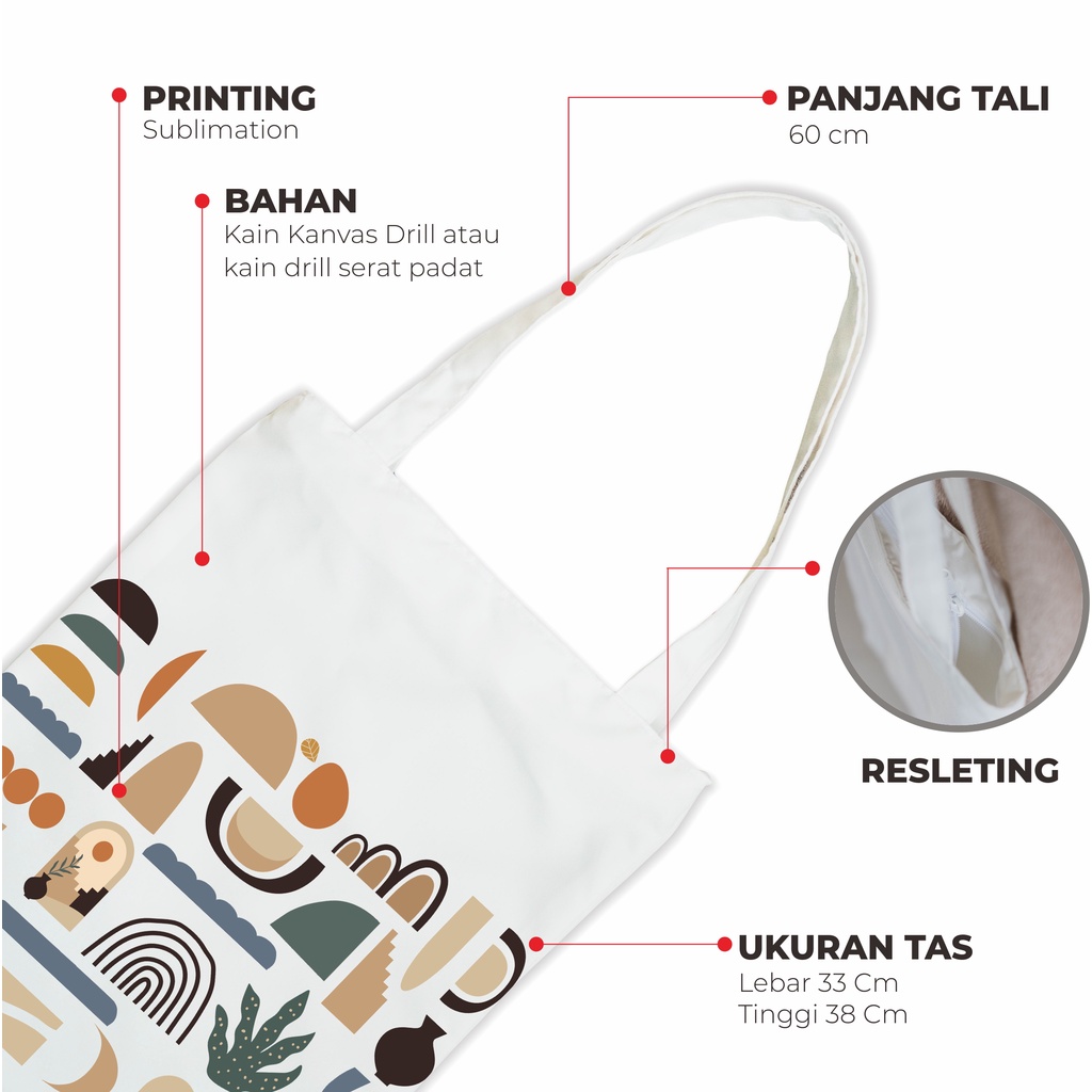 Sevine Tote Bag Resleting Drill Totebag Tas Laptop Wanita Klasik Abstrak Custom - KLS