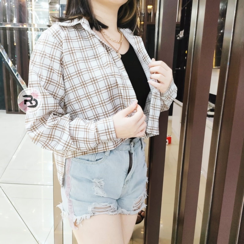 RD FASHION REYNA TARTAN CROP KEMEJA