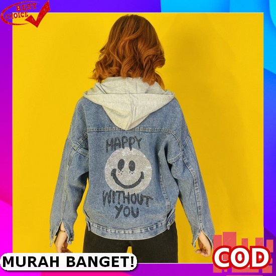 ス Jaket Jins Cewek Crop Rawis Jaket Jeans Wanita Murah Jaket Lepis Cewek Denim Jaket Kekinian ㅨ Blac