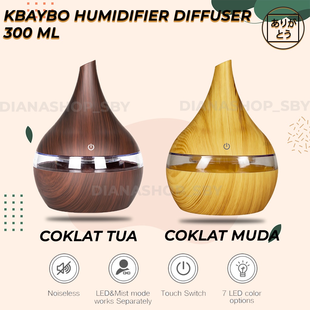 KBAYBO Diffuser Difusser Humidifier Aromaterapi Difuser 300MlL Tanpa Remote