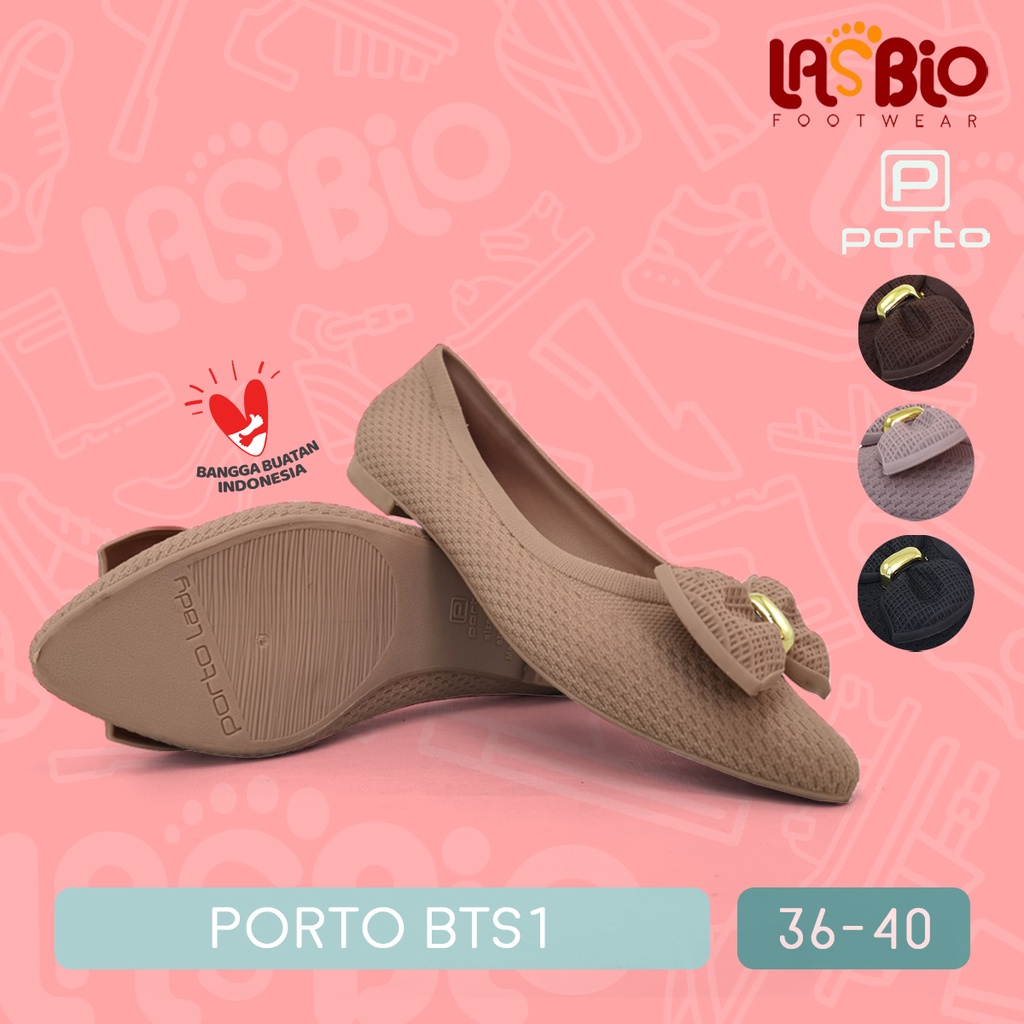 Porto Sepatu Selop Flat Karet Kerja Kantor Kasual Formal Wanita BTS1