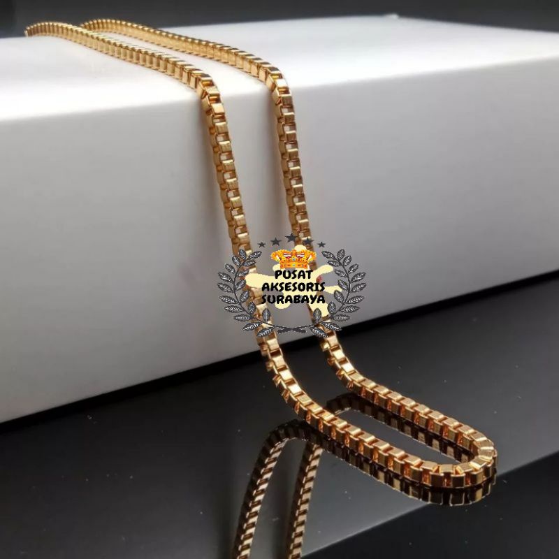 KALUNG MODEL ITALI WARNA EMAS TITANIUM BAGUS BERKUALITAS 45cm|50cm|60cm