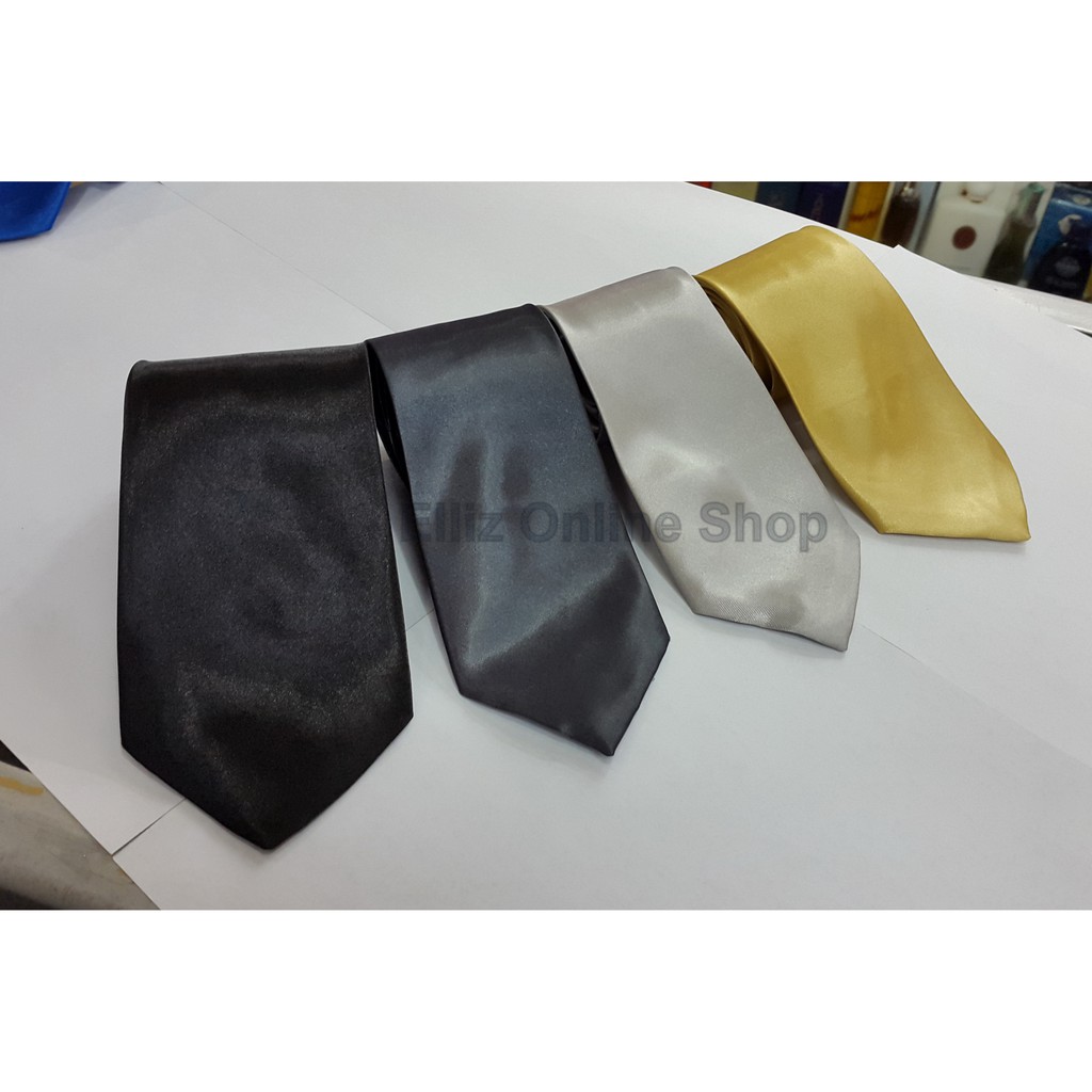 Dasi Dewasa Pria Panjang Polos Satin Slim Lebar 3 inch/7,5cm - Smooth Satin - Imported