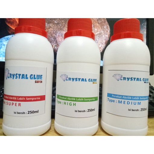 lem akrilik kualitas high 250ml+suntikan / lem acrylic crystal glue high 250ml, crystal glue high