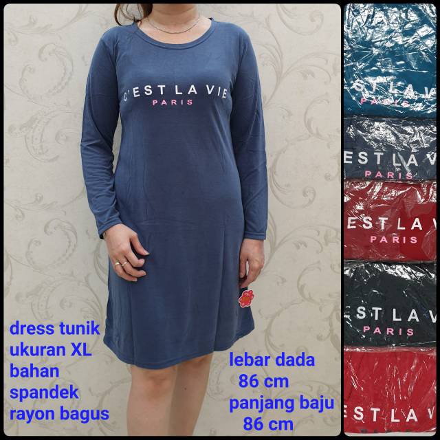 Tokoabelgrosir spandek bagus dress tunik Ukuran XL pjg. PARIS