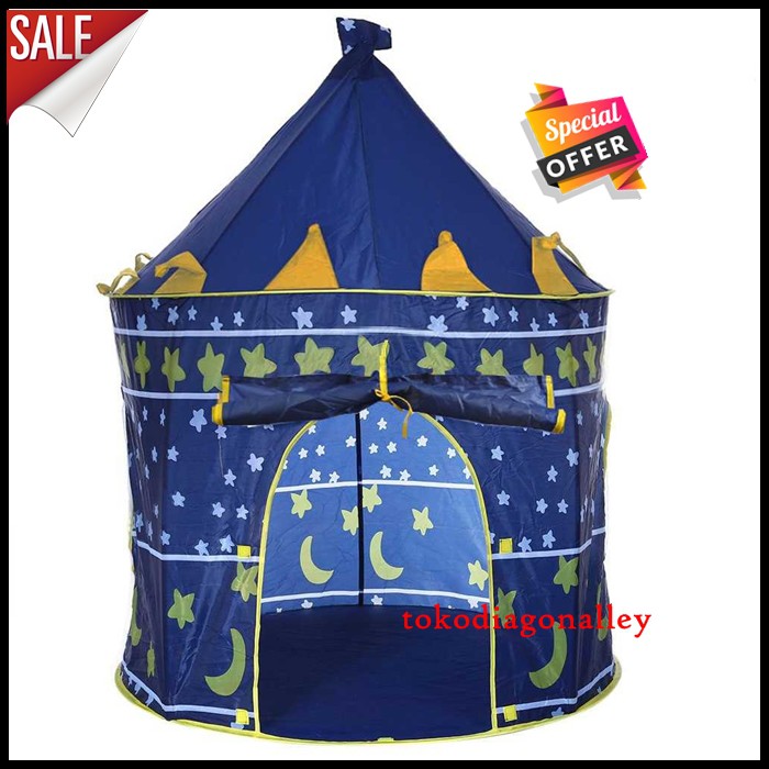 Tenda Anak Istana Bermain Biru Portable Mainan