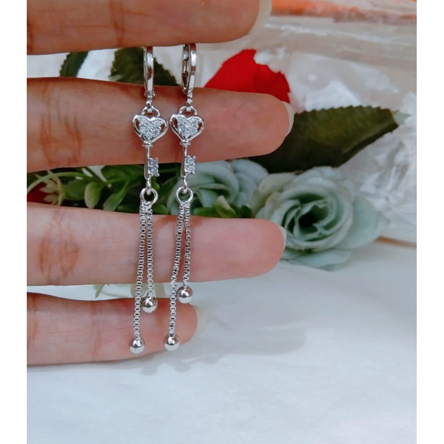AKSESORIS JEWELRY Anting Wanita Terbaru 2022//Anting Bentuk Love Panjang/ Anting Titanium Titanium T