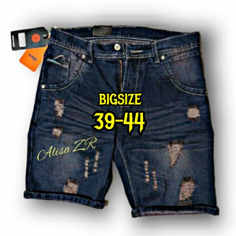 PALING DICARI CELANA JEANS PENDEK PRIA MOTIF ROBEK BLUE BROWN