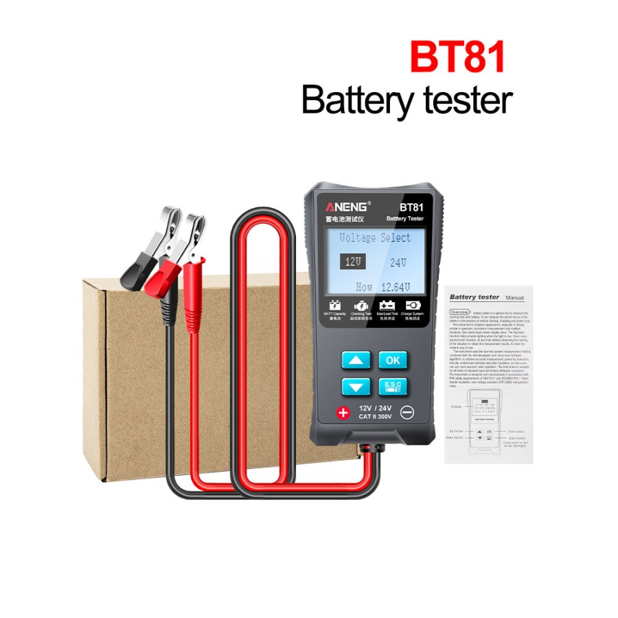 ANENG Tester Baterai Mobil Tester 100 to 1700 CCA 12V/24V - BT81 - Gray